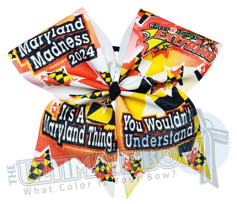Maryland Madness Big Glitter Cheer Bow | Cheer and Dance Extreme