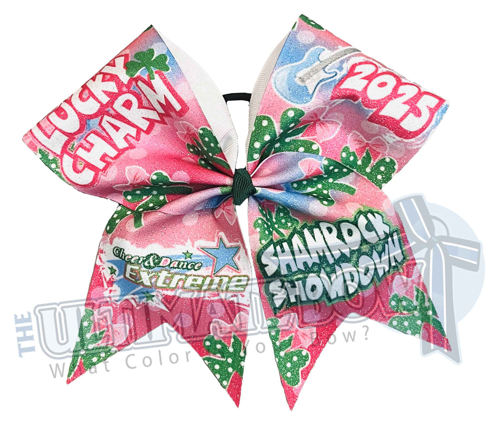 Shamrock Showdown Big Glitter Bow | Lucky Charm Bow | Cheer and Dance Extreme 2025