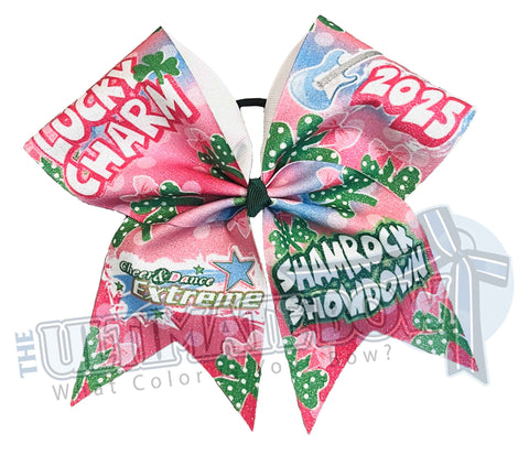 Shamrock Showdown Big Glitter Bow | Lucky Charm Bow | Cheer and Dance Extreme 2025