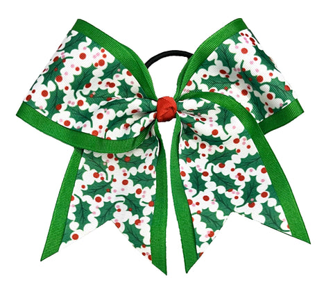 Christmas Holly Cheer Bow | Christmas Hair Bow
