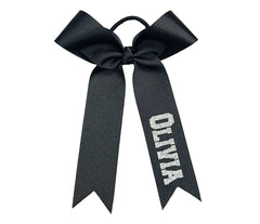 Personalized College Cheer Bows | Collegiate Cheer Bows |  Black and Silver Cheer Bows