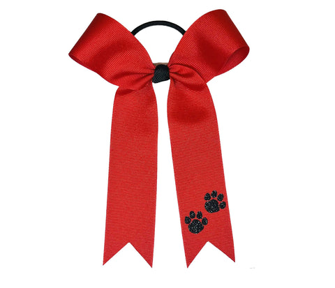 Paw Print College Cheer Bows | Collegiate Cheer Bows | Plain Ribbon Cheer Bows | Red Cheer Bows