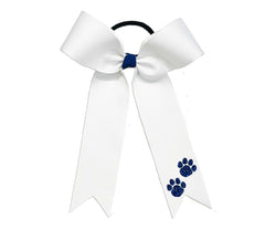 Paw Print College Cheer Bows | Collegiate Cheer Bows | Plain Ribbon Cheer Bows | White Cheer Bows