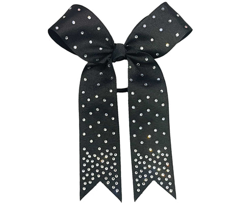 College Rhinestone Cheer Bows | Collegiate Cheer Bows | Rhinestone Ribbon Cheer Bows | Black Cheer Bows