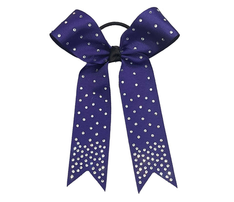 College Rhinestone Cheer Bows | Collegiate Cheer Bows | Rhinestone Ribbon Cheer Bows | Purple Cheer Bows