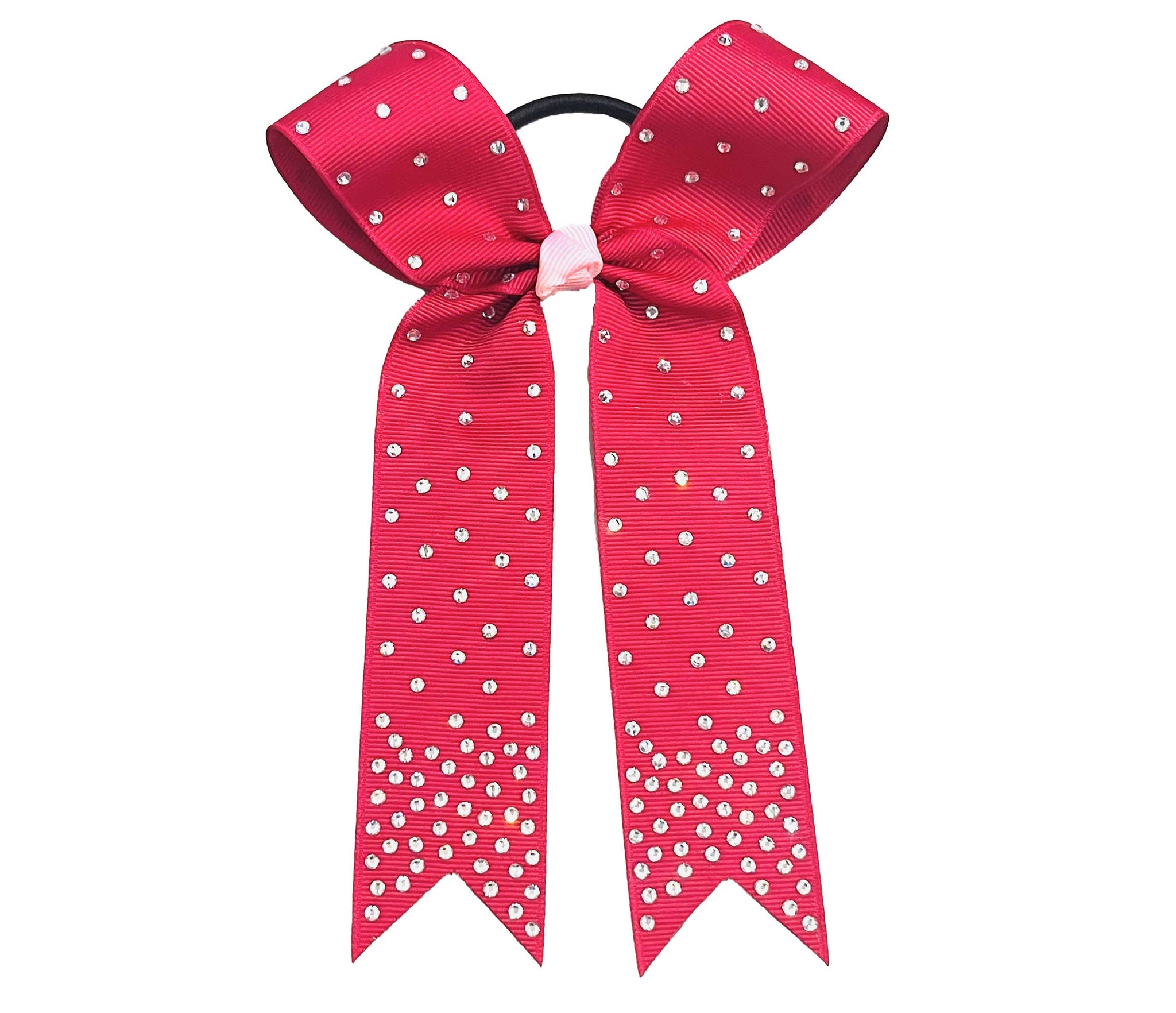College Rhinestone Cheer Bows | Collegiate Cheer Bows | Rhinestone Ribbon Cheer Bows | Shocking Pink Cheer Bows