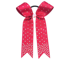 College Rhinestone Cheer Bows | Collegiate Cheer Bows | Rhinestone Ribbon Cheer Bows | Shocking Pink Cheer Bows