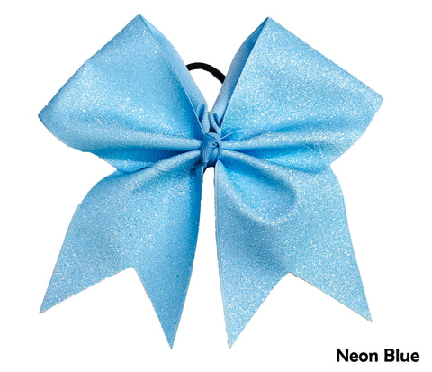 Full On Glitter Cheer Bow | Neon Blue Cheer Bow | Highlighter Blue Glitter