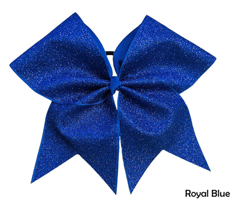 Royal Blue glittery bow on a white background