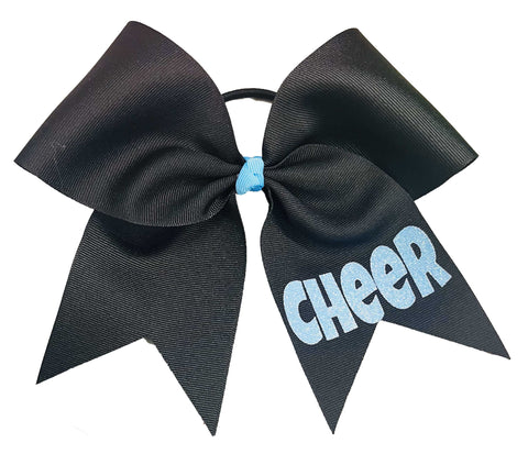personalized cheer bow | my bow | black ribbon neon glitter | softball | cheer hair bow