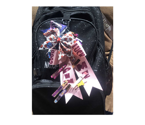 Good Luck Pin Me Keychain Bow | Cheer Pins for Good Luck | Cheer Pin Keeper Key Chain | Pin Me on Back Pack
