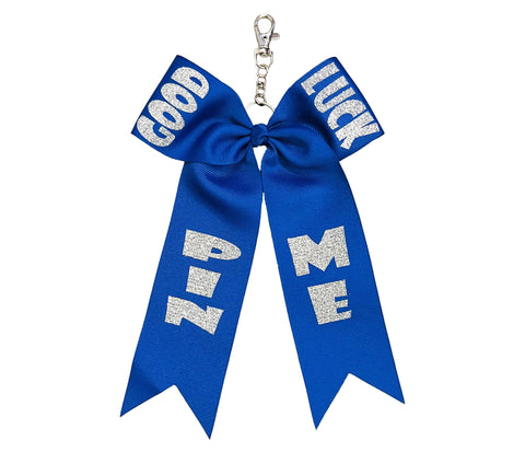 Good Luck Pin Me Keychain Bow | Cheer Pins for Good Luck | Cheer Pin Keeper Key Chain | Electric Blue