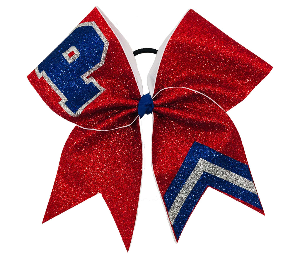 full-glitter-varsity letter - School Initial P - glitter Chevron-red-royal-silver-cheer-bow-glitter-varsity-cheer-softball-school-recreational-cheer