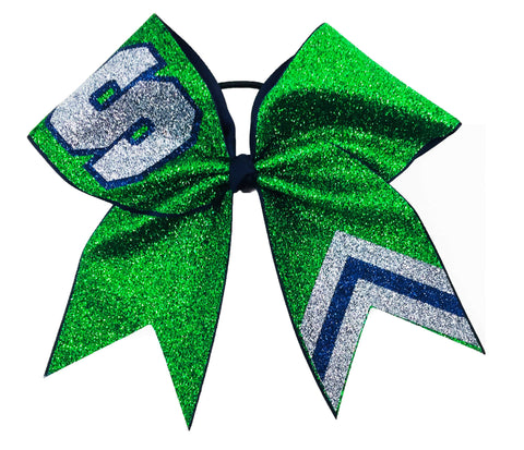 full-glitter-varsity letter - School Initial S - glitter Chevron-emerald-navy-grey - cheer bow-glitter-varsity-cheer-softball-school-recreational-cheer