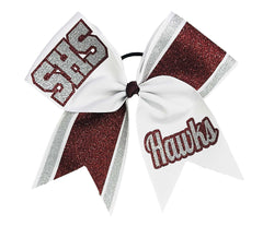 High School Cheer | Recreational Cheer | Silver Maroon White | Cheer Bow | Football Cheer Bow