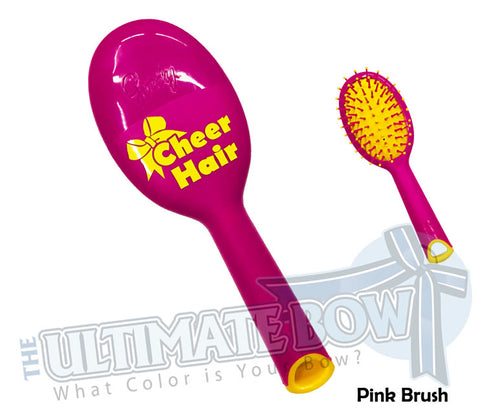 Cheer Hair Mini Travel Hair Brush | Pink and Neon Yellow Hair Brush | Travel Cheer Hair Brush