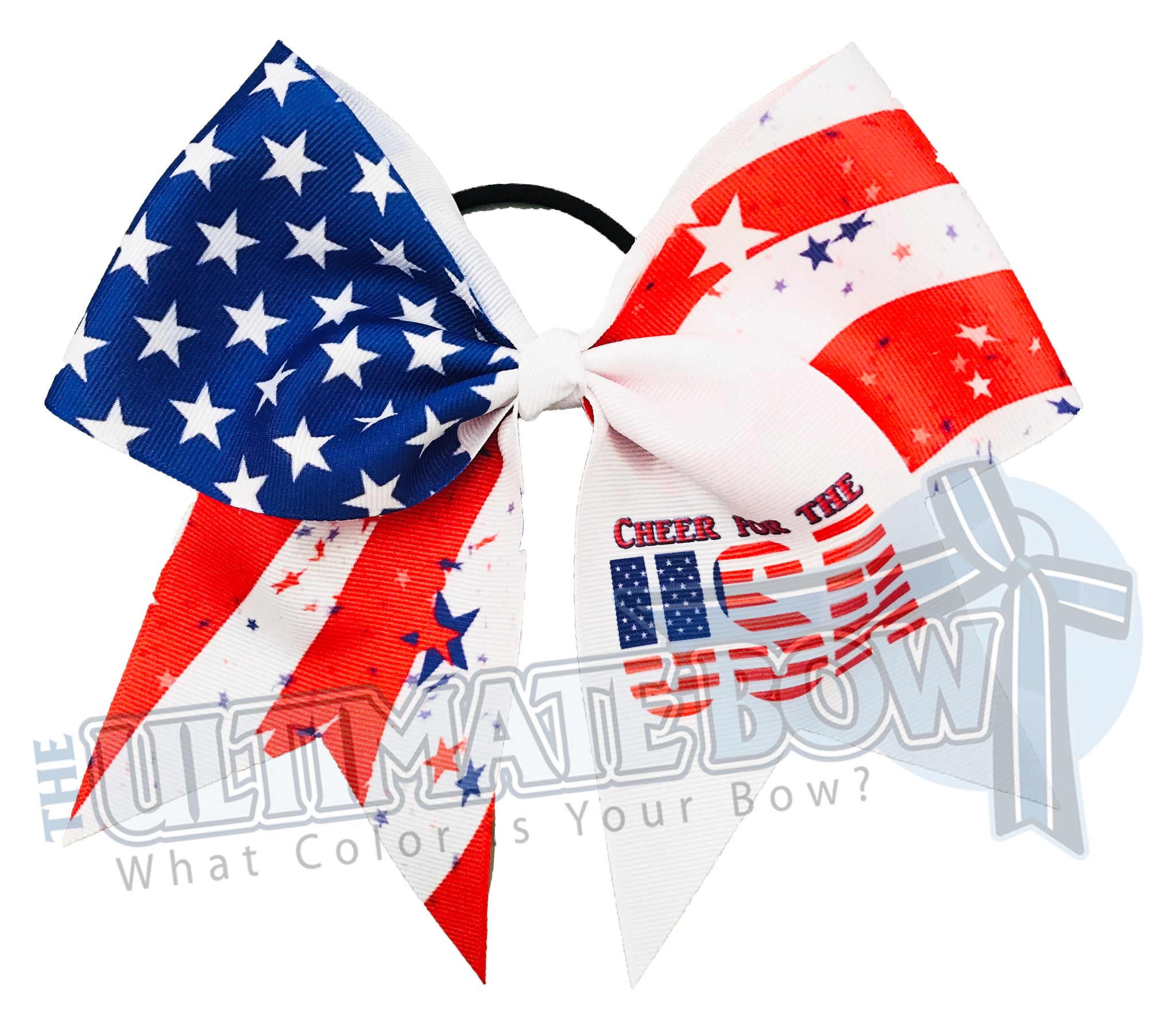 Cheer foe the USA Cheer Bow-patriotic | Sublimated Cheer Bow | cheer-bow-stars-stripes-red-white-blue-july-4-all american
