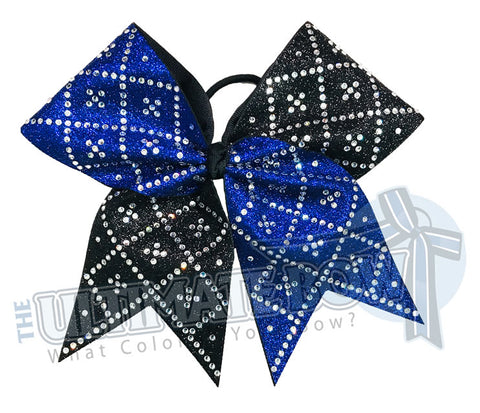 Double Diamond Deluxe Glitter Rhinestone Cheer Bow | Competition Bow