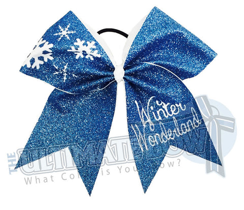 Full Glitter Winter Wonderland | Glitter Snowflakes Cheer Bow