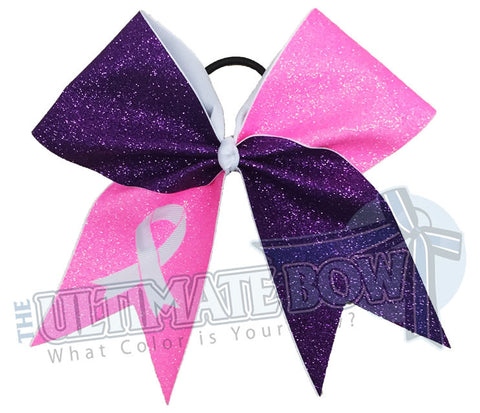 Full Glitter Breast Cancer Awareness Bow | Pink Cheer Bow