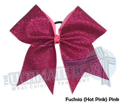 Full On Glitter Cheer Bow | Fuchsia Hot Pink Cheer Bow | Breast Cancer Pink Cheer Bow | Hot Pink Glitter 