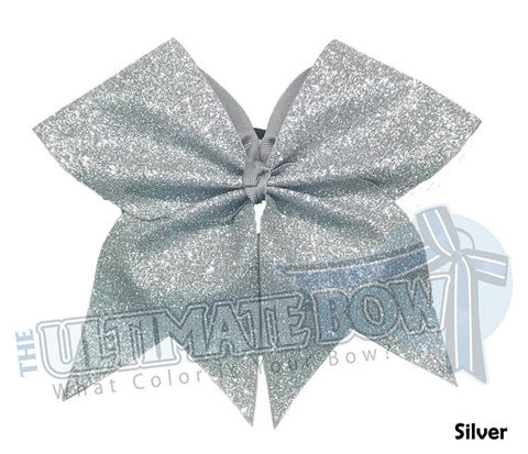 Full On Glitter Cheer Bow | Gray Cheer Bow | Silver Glitter | Silver Glitter Cheer Bow