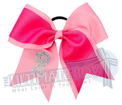 Game On Rhinestone Awareness Cheer Bow | Breast Cancer Awareness Bow | Pink Cheer Bow