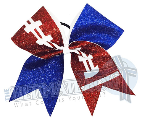 full-glitter-football-cheer-bow-football-bow | Royal Blue Glitter | High school Cheer