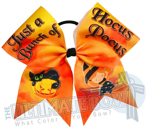 Hocus Pocus Halloween Hair Bow | Halloween themed cheer bow | Little Witch Black Cat Cheer Bow