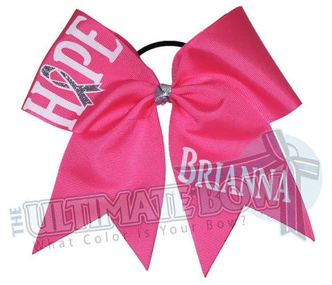 My Hope - Personalized Awareness Bow | Breast Cancer Cheer Bow