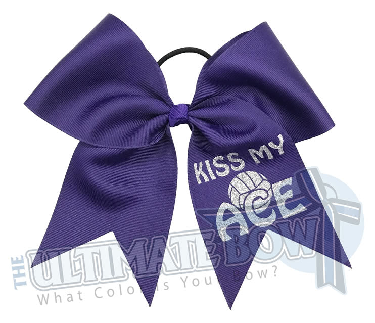 Kiss My Ace Volleyball Bow | Purple Volleyball Bows