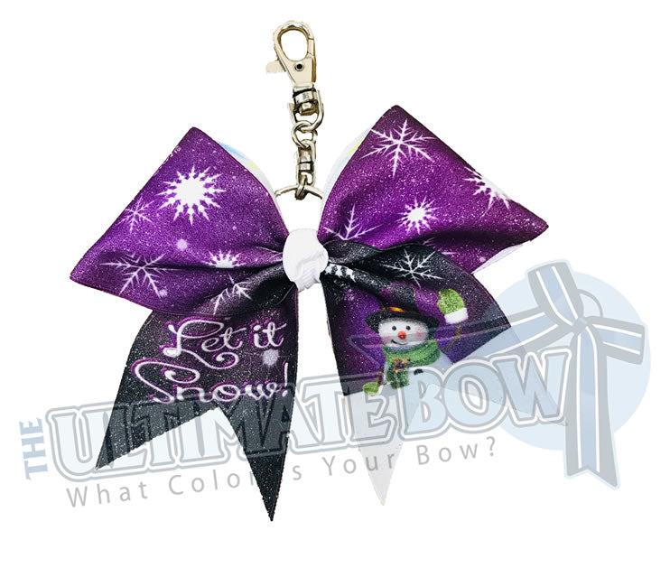 Christmas Key Chain | Glitter Snowman Key Chain | Key Chain Bow | Cheer Bow Key Chain | Purple key chain | Let it snow