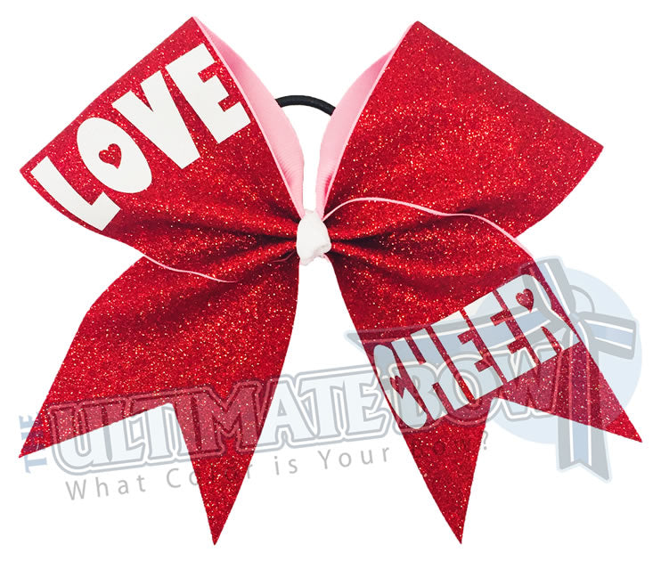 Love CHEER Red Glitter Cheer Bow