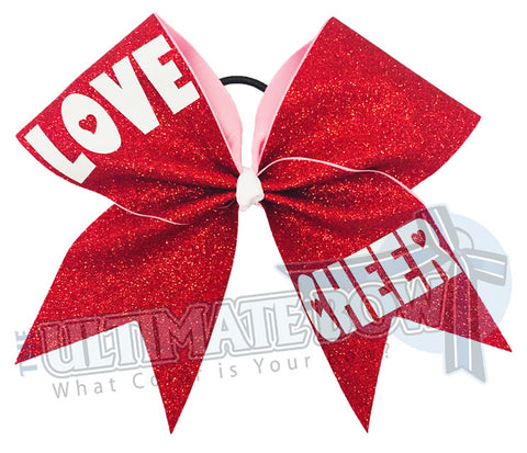 Love CHEER Red Glitter Cheer Bow