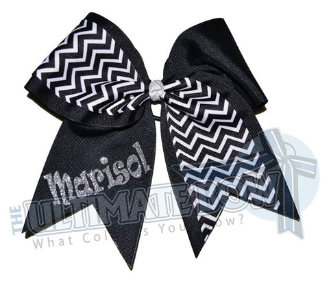 Superior-my-chevron-cheer-bow-black-white-silver-glitter-personalized