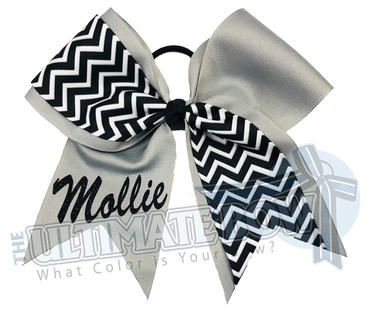Superior-my-chevron-cheer-bow-grey-black-white-silver-glitter-personalized