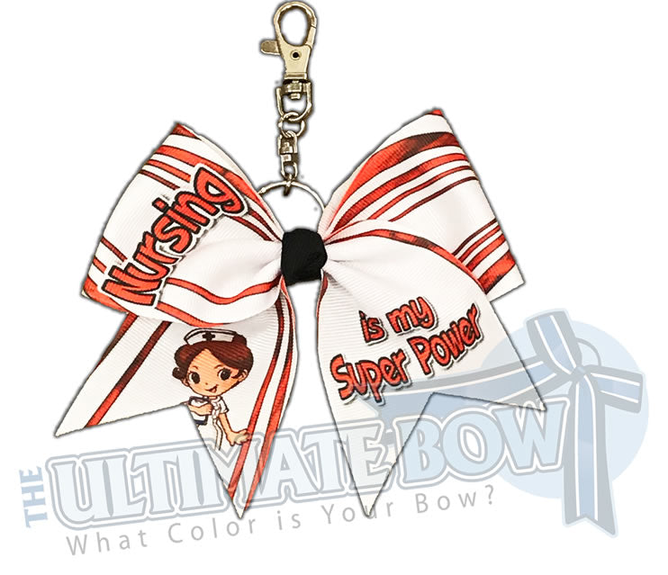 Nursing is my Super Power Key Chain Bow | Nursing Keychain Bow | Nursing Professional | RN