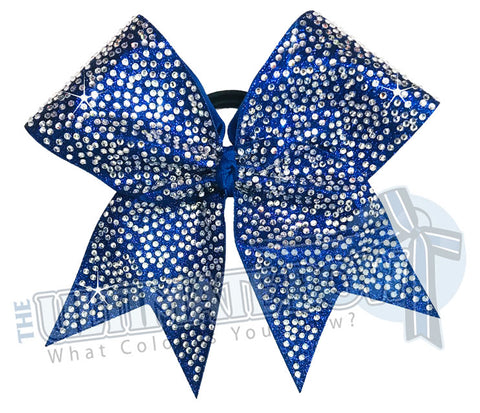 Full Glitter Rhinestone Penthouse Cheer Bow | Royal Blue Full Glitter | Covered in Rhinestones | Competition Cheer Bow | Blinged Out Cheer Bow