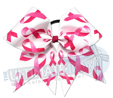 Pink Ribbon Madness Breast Cancer Cheer Bow | Breast Cancer Awareness | Pink Cheer Bows | BCA | White and Pink.
