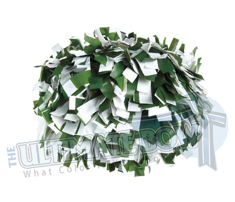 Cheerleader Poms | Pom Poms | Football Poms | Forest Green and White Pom Poms | Cheer Poms | Pom Pons