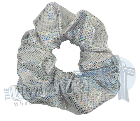 Silver Scrunchies | metallic scrunchies | Prima Donna Scrunchies | Hologram Material Scrunchies | Cheer Scrunchies | Gymnastics Scrunchies