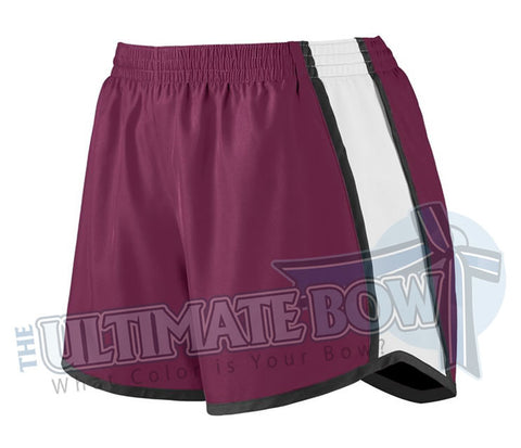 Ladies-team-pulse-shorts-maroon-white-black-1265-Augusta-Sportswear-cheerleading-softball-soccer-volleyball-basketball-workout