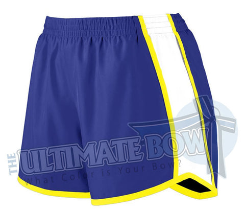 Ladies-team-pulse-shorts-purple-white-power-yellow-1265-Augusta-Sportswear-cheerleading-softball-soccer-volleyball-basketball-workout