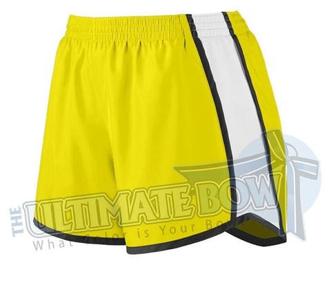 Ladies-team-pulse-shorts-power-yellow-white-black-1265-Augusta-Sportswear-cheerleading-softball-soccer-volleyball-basketball-workout