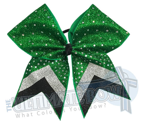 Rhinestone Full Glitter V Cheer Bow | Competition Cheer Bow