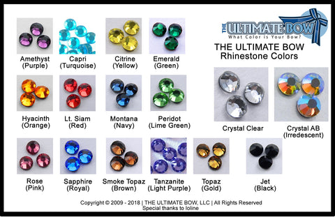 Ultimate Bow - Rhinestone Color - AB Rhinestone - Clear rhinestone - color chart - Siam rhinestones