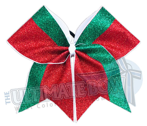 Sassy Elf Glitter Cheer Bow | Christmas Glitter Cheer Bow