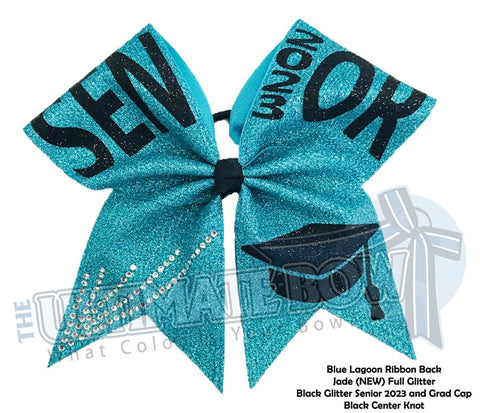 Full Glitter Senior Cheer Bow | Senior Grad Cap Class of 2023 | Class of 2023 | Full Glitter Senior Bow | Graduation Cap | Graduation Gift | Jade Glitter Cheer Bow