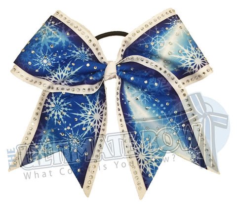 Superior Shimmering Snowflakes Cheer Bow | Rhinestone Winter Bow