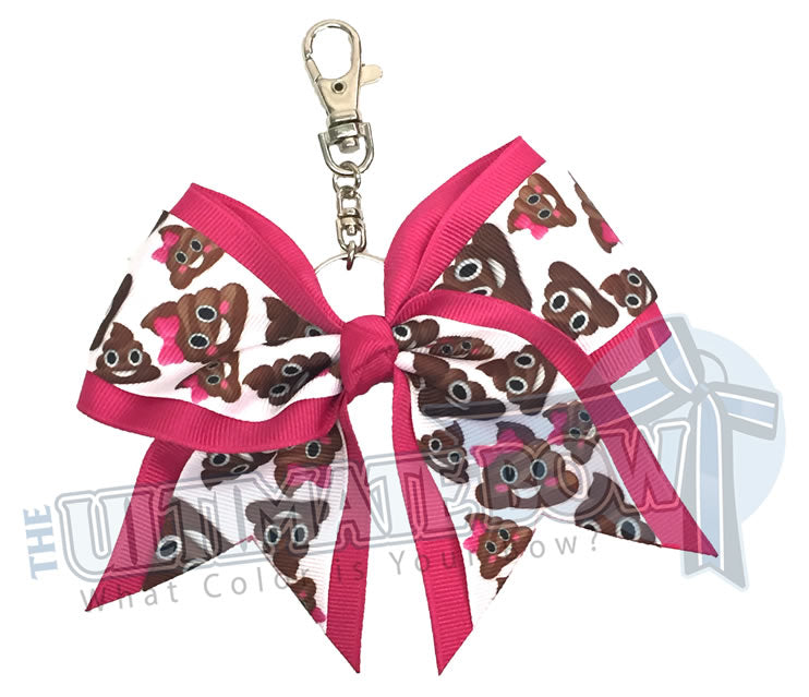 smiling-poop-emoji-movie-key-chain-bow-pink-keychain-emojis